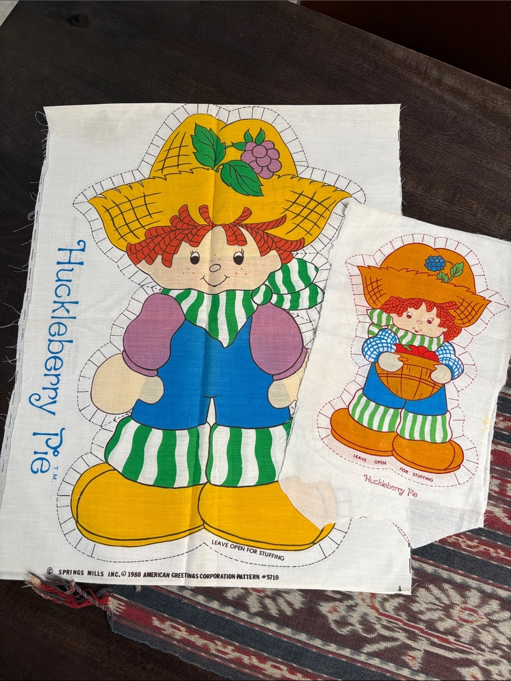 Bundle of Two Vintage Springs Mills Huckleberry Pie Cut and Sew Fabric Panel